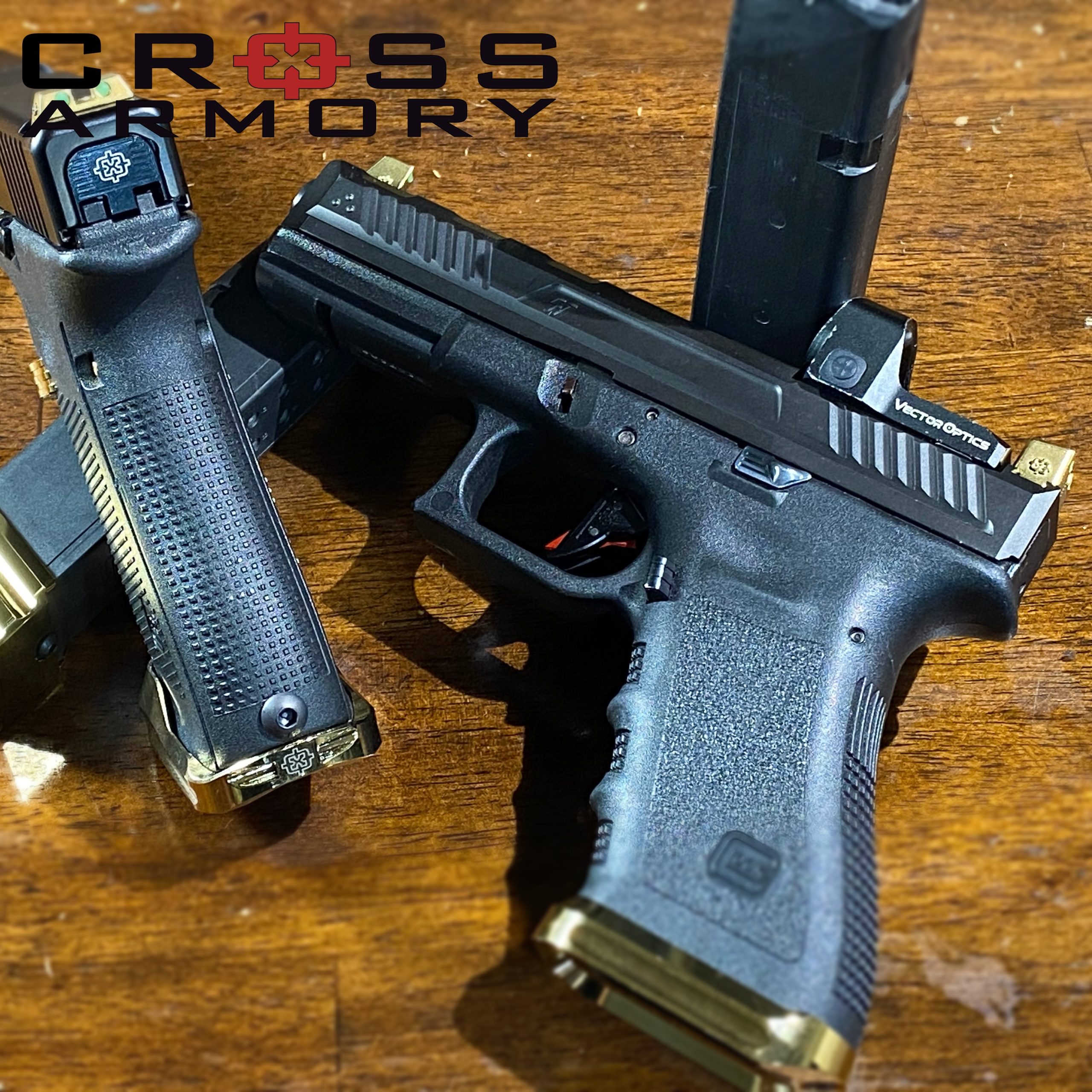 Cross Armory GOLD Tall Suppressor Height Sights For Glock 17 19 22 23 26 GLOW SS