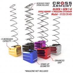 Cross Armory +5 Magazine Extension for Gen 1-6 Glock 17/22/31/45