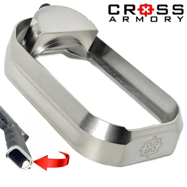 FLARED MAGWELL for Glock (Gen 1-3) - SILVER Satin by Cross Armory - color does not match Cross Armory "Chrome" silver