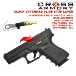 EXTENDED SLIDE STOP LEVER – GOLD – CROSS ARMORY