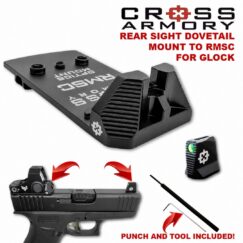 Rear Sight Dove Tail to RMSc Mount Adapter for Glock and Taurus with Front & Rear Sights and Install Tools