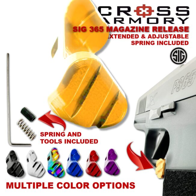 sig 365 extended adjustable mag catch – HERO – GOLD – Cross Armory