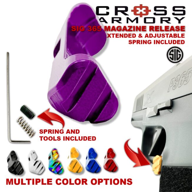 sig 365 extended adjustable mag catch – HERO – PURPLE – Cross Armory