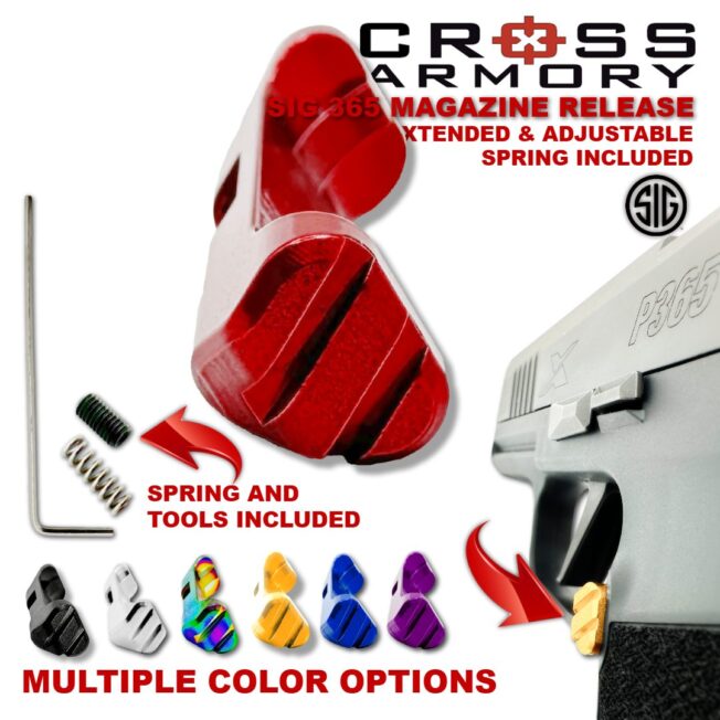sig 365 extended adjustable mag catch – HERO – RED – Cross Armory