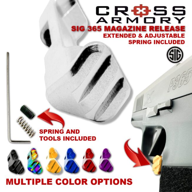 sig 365 extended adjustable mag catch – HERO – SILVER – Cross Armory – HERO – Cross Armory