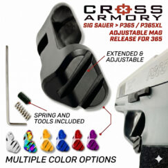 Sig 365 Extended Adjustable Mag Release / Catch — Fits SIG Sauer® P365 / P365 X / P365 Macro — Integrated Spring & Set-Screw Tuning by Cross Armory