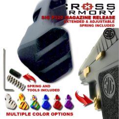Extended Adjustable Magazine Release / Catch for SIG P320 and Compatible - Spring and Tools Included - by Cross Armory