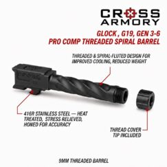 Pro Comp THREADED Spiral Barrel for Glock Gen1-6 & G-Series Compatible Frames by Cross Armory