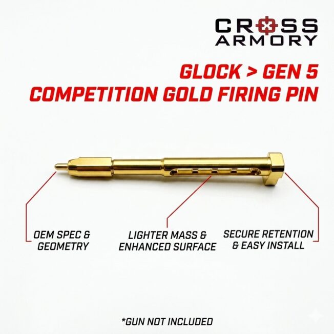 Reduced weight Glock Gen 5 firing pin gold