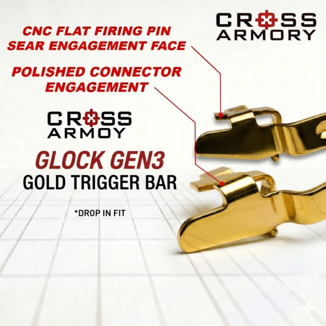 GLOCK GEN 3 POLISHED TRIGGER BAR GOLD INFOGRAPIC CROSS ARMORY