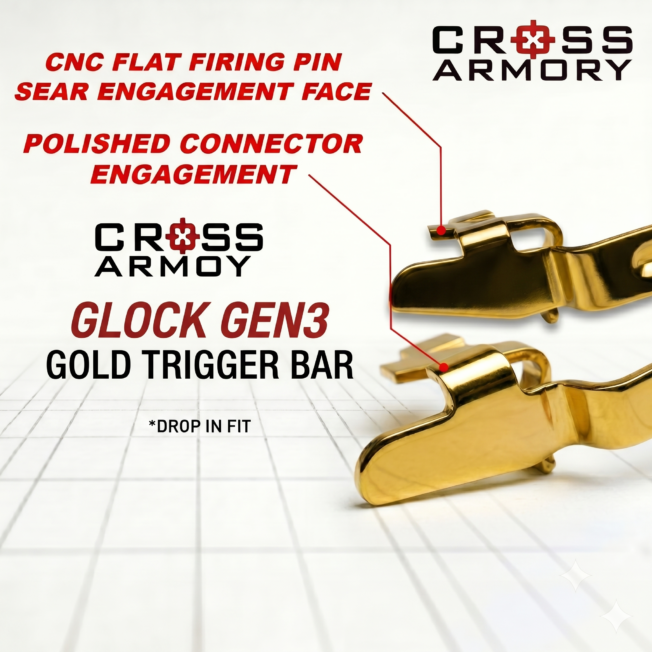 GLOCK GEN 3 POLISHED TRIGGER BAR GOLD INFOGRAPIC CROSS ARMORY