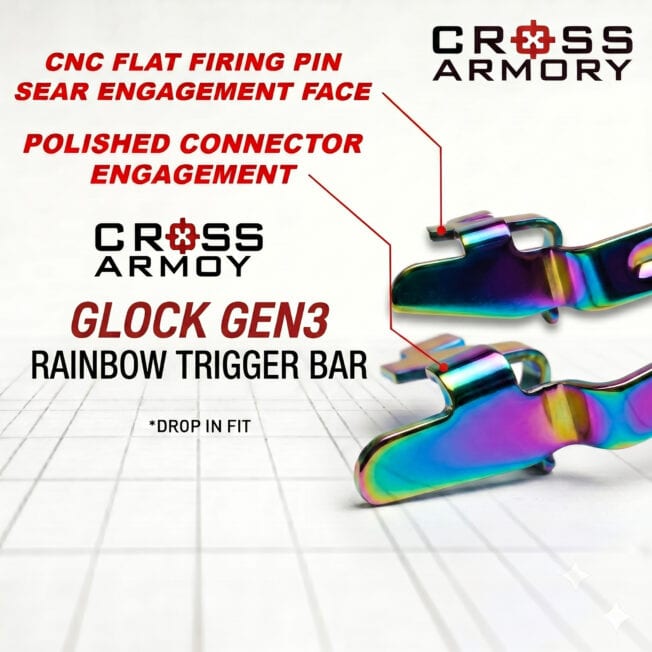 GLOCK GEN 3 POLISHED TRIGGER BAR RAINBOW INFOGRAPIC CROSS ARMORY