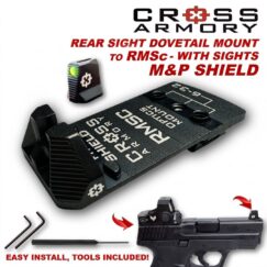 Cross Armory Shield Dove Mount to RMSc Adapter – With Fiber Co-Witness Sights and Tools