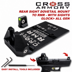 Cross Armory Glock Dove Mount to RMR Adapter – With Fiber Co-Witness Sights and Tools