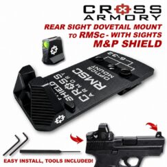 Cross Armory M&P Shield Dove Mount to RMSc Adapter – With Fiber Co-Witness Sights and Tools