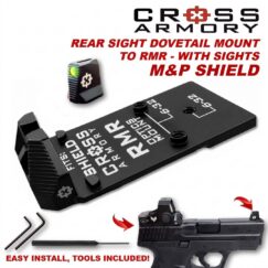 M&P Shield Dove Mount to RMR Adapter – With Fiber Co-Witness Sights and Tools
