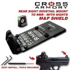 M&P Shield Dove Mount to RMR Adapter – With Fiber Co-Witness Sights and Tools